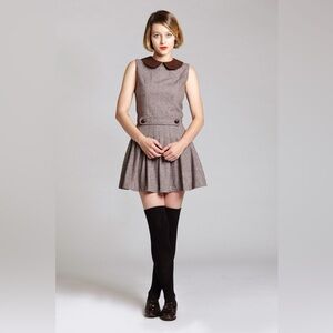 L'école Des Femmes Écolière Brown Tweed Dress NWT